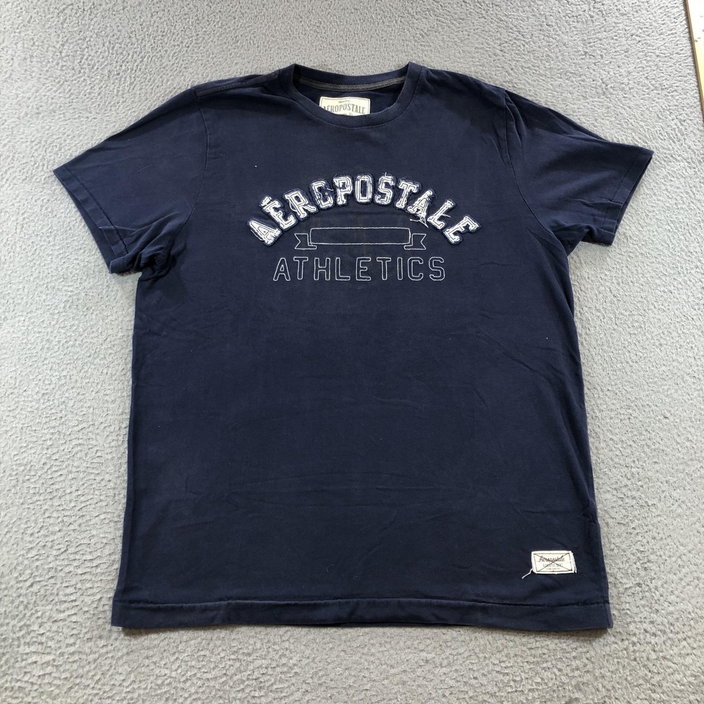 VTG Aeropostale Shirt Mens XL Navy Blue Athletics Embroidered Logo Y2K